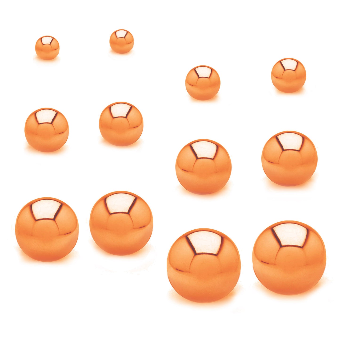 ELYA Women's High Polished Ball Stainless Steel Stud Earrings - 6 Pair set