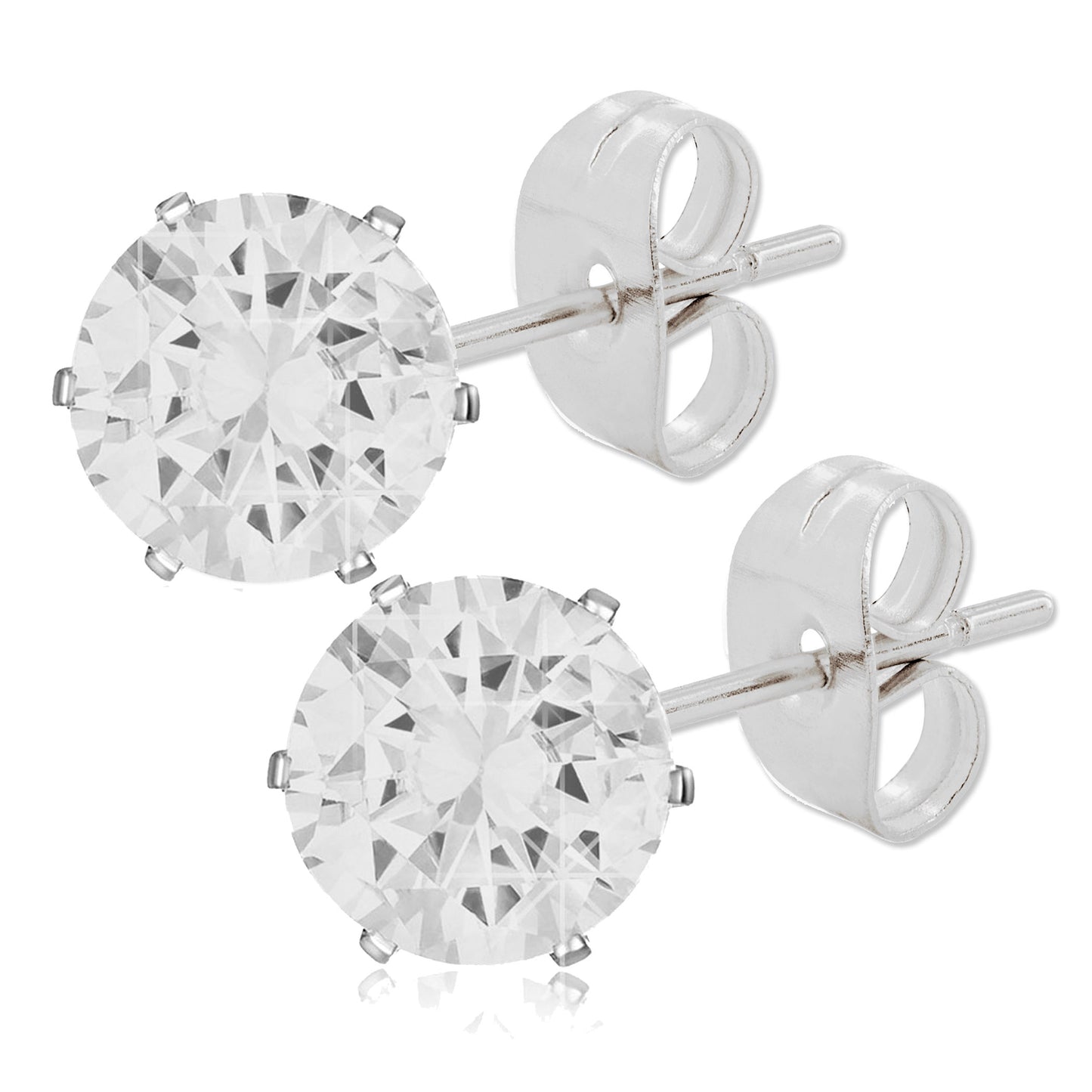 ELYA Women's Polished Multicolor Cubic Zirconia Stud Steel Earring Set