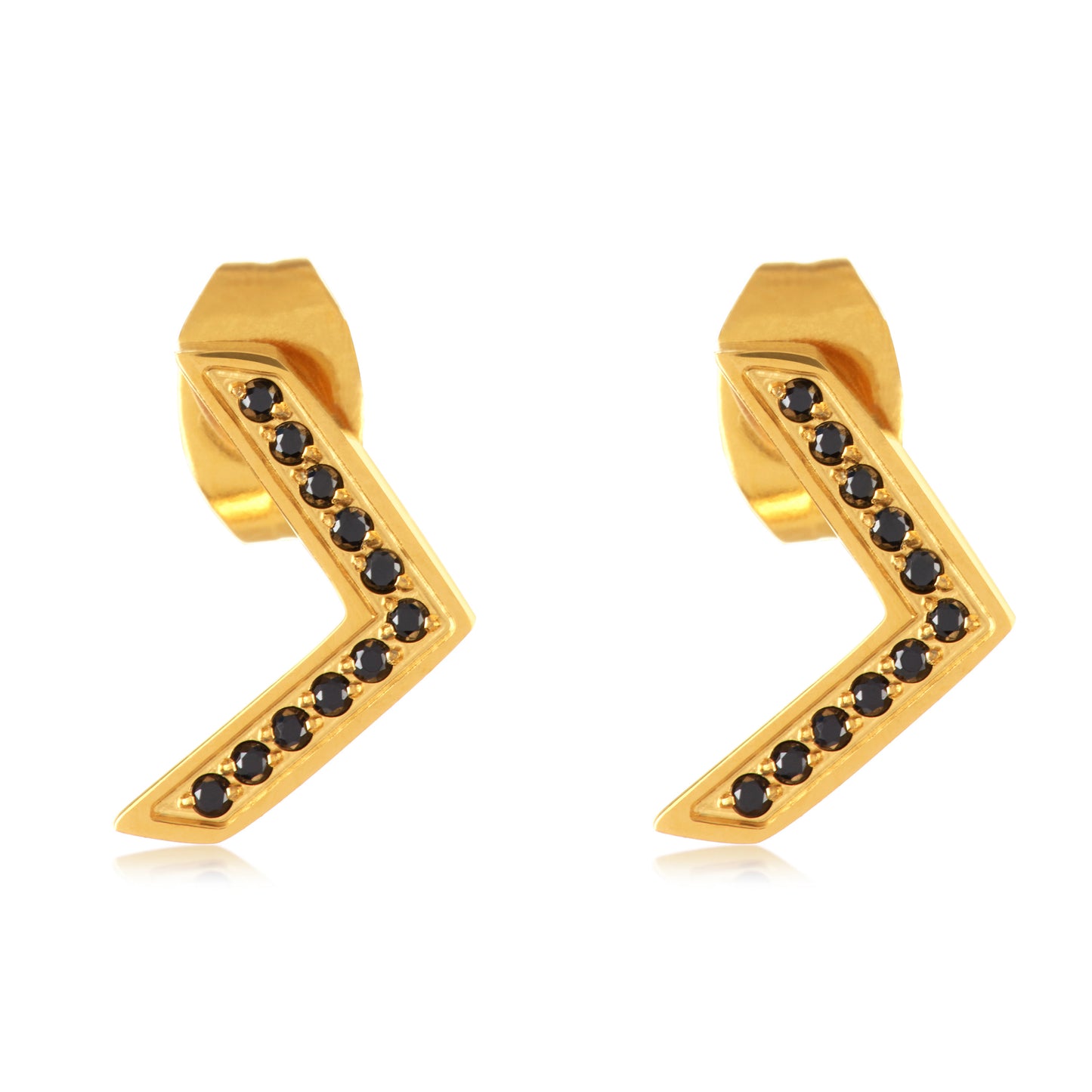 ELYA Women's High Polished Cubic Zirconia Chevron Stainless Steel Stud Earrings