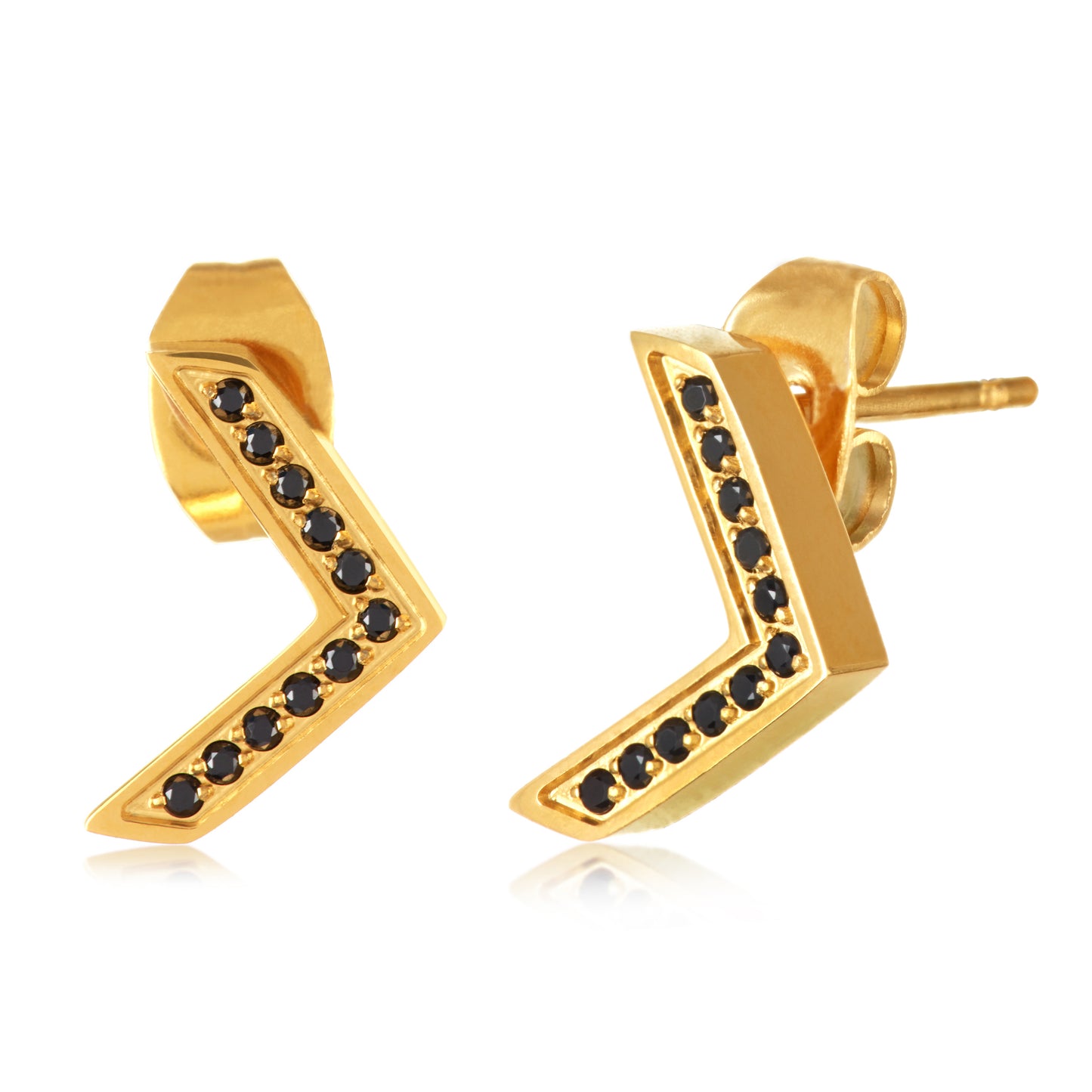 ELYA Women's High Polished Cubic Zirconia Chevron Stainless Steel Stud Earrings