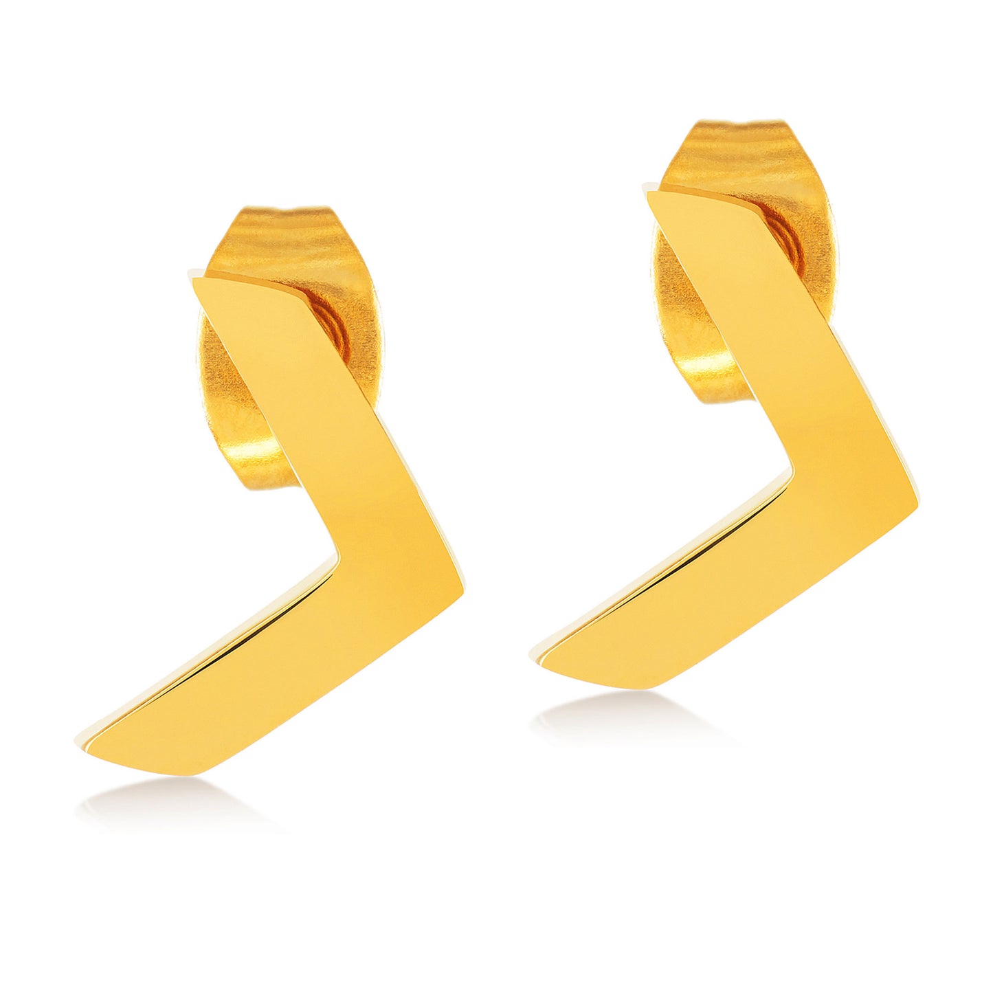ELYA Women's Polished Chevron Shaped Stud Stainless Steel Earrings