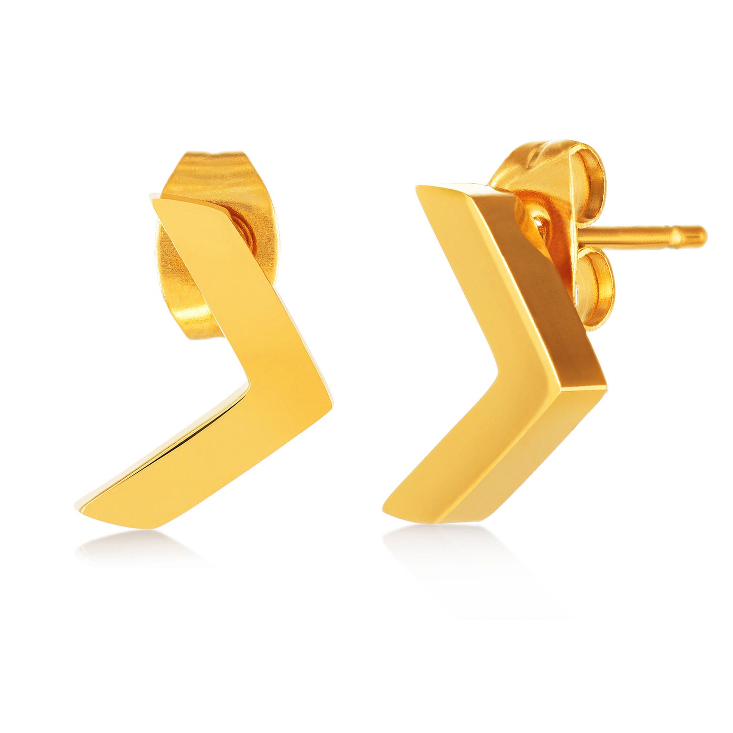 ELYA Women's Polished Chevron Shaped Stud Stainless Steel Earrings