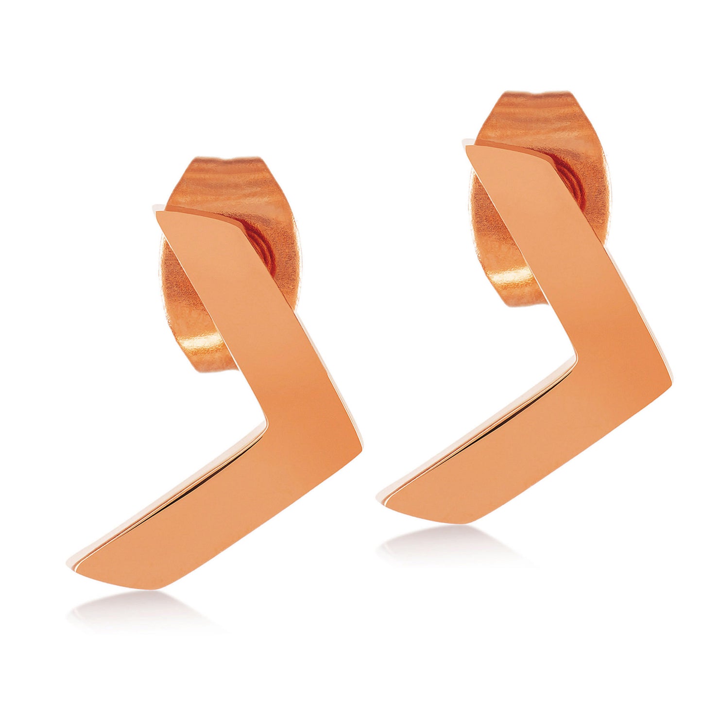 ELYA Women's Polished Chevron Shaped Stud Stainless Steel Earrings