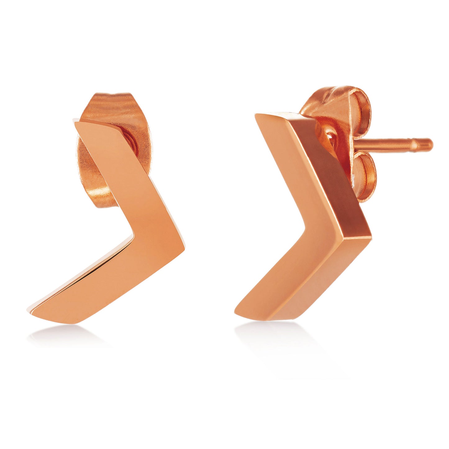 ELYA Women's Polished Chevron Shaped Stud Stainless Steel Earrings