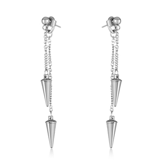 ELYA Women's High Polished Cone Studs Stainless Steel Dangle Earrings