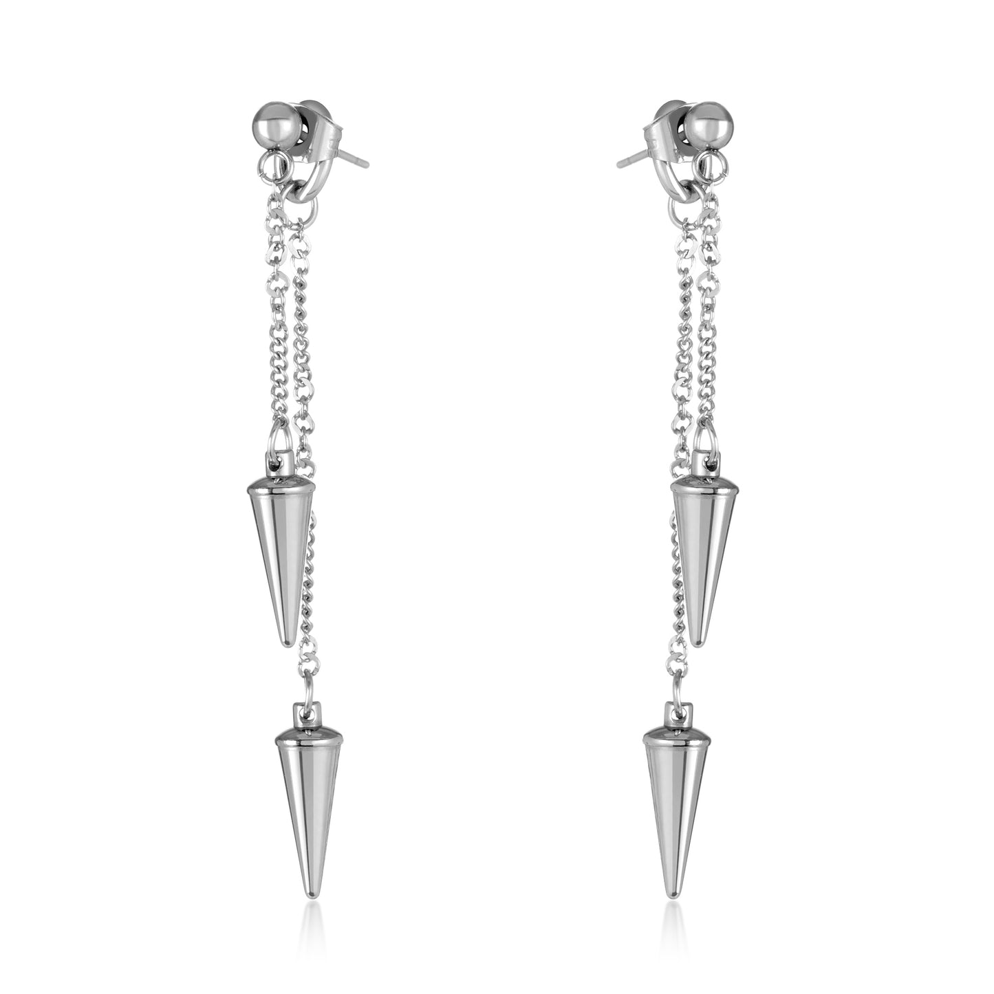 ELYA Women's High Polished Cone Studs Stainless Steel Dangle Earrings