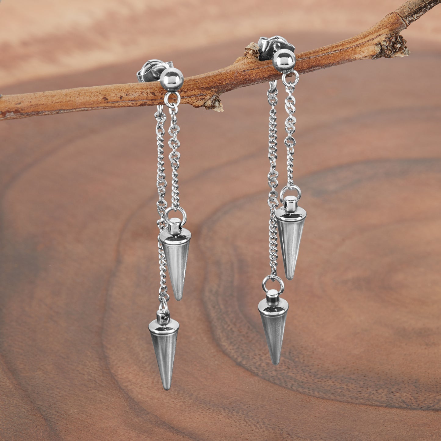 ELYA Women's High Polished Cone Studs Stainless Steel Dangle Earrings