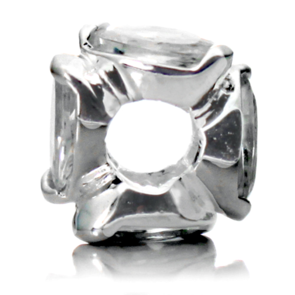 Pacific Beads Silver Plated Crystal Bead - "Bling" Crystal