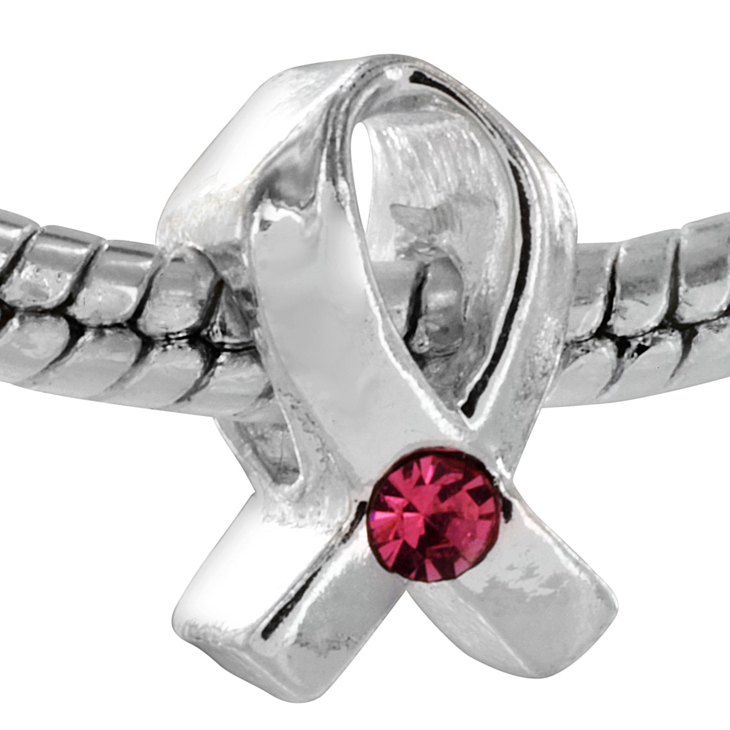 Breast Cancer Awareness Bead with Light Pink Stone