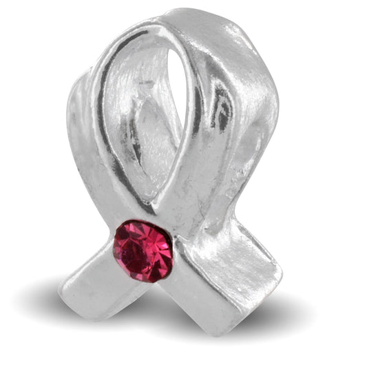 Breast Cancer Awareness Bead with Light Pink Stone