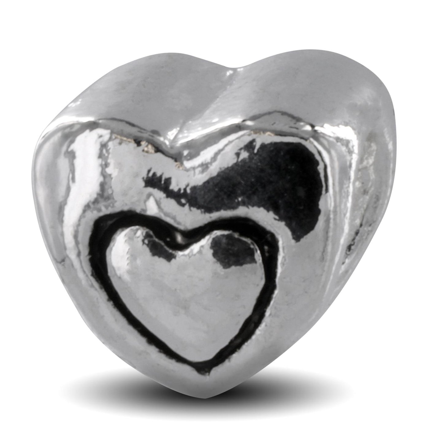 Silver Plated Heart Shaped Design Bead
