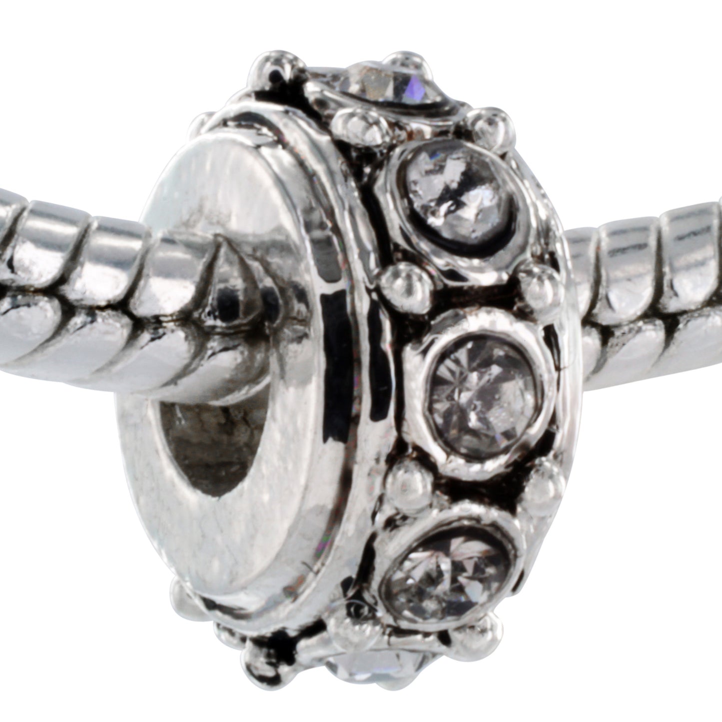 Silver Plated Sparkling Stone Bead