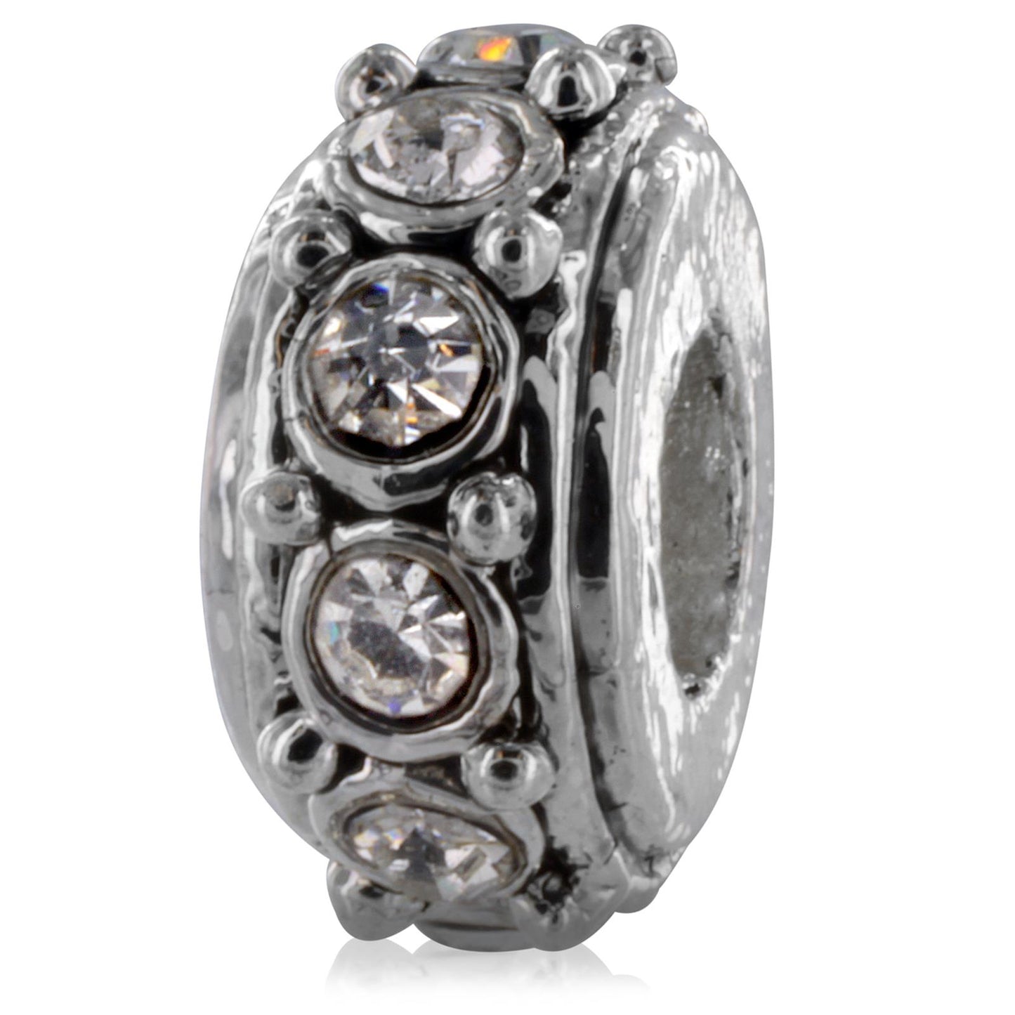 Silver Plated Sparkling Stone Bead