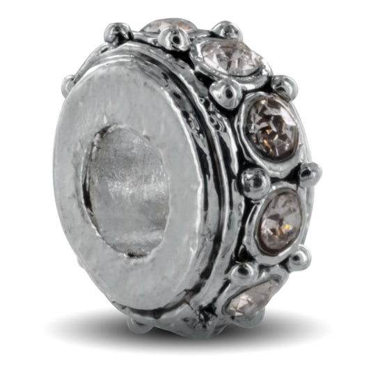 Silver Plated Sparkling Stone Bead