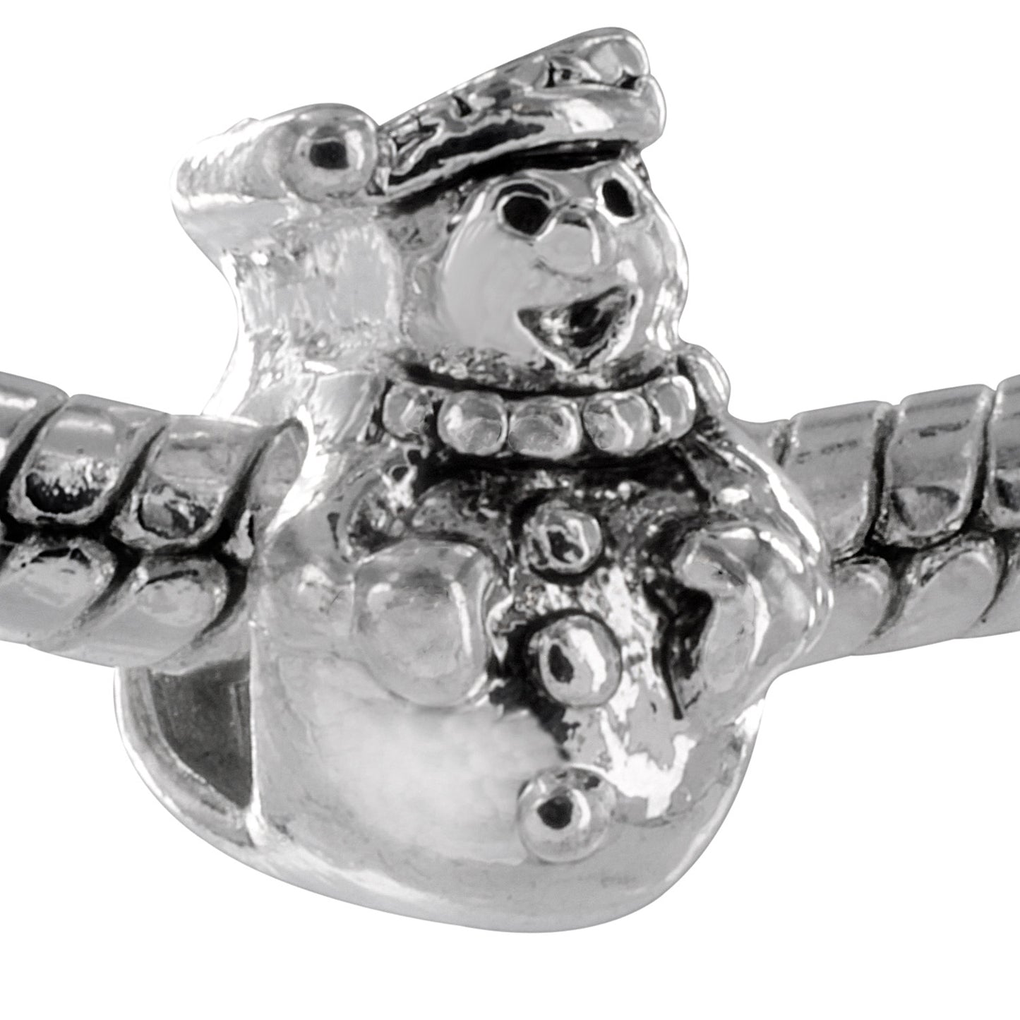 Silver Tone Jolly Snowman Bead