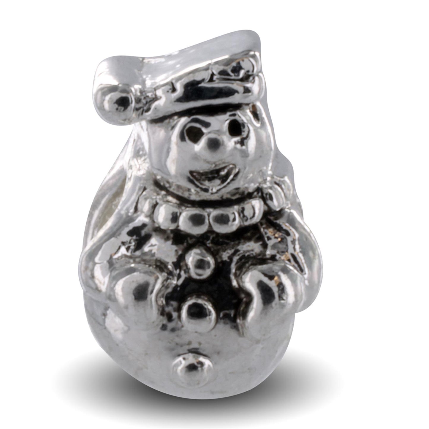 Silver Tone Jolly Snowman Bead