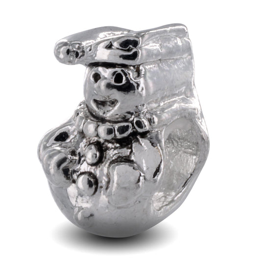 Silver Tone Jolly Snowman Bead