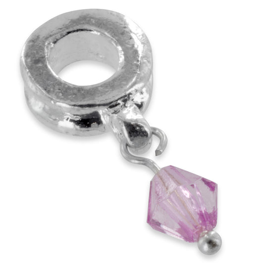 Silver Plated Bead with Dangling Pink Charm