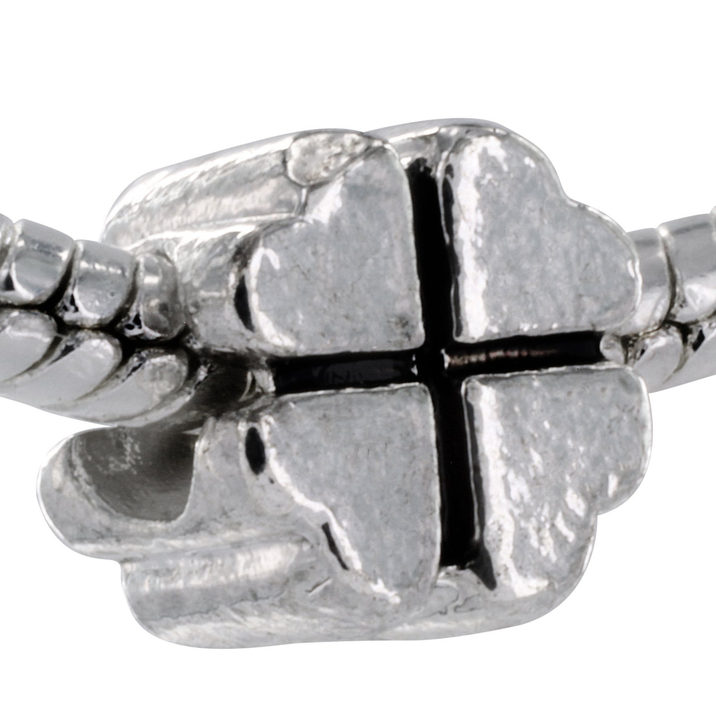 Silver Plated Four Leaf Clover Bead