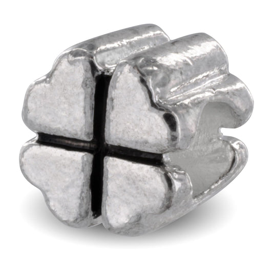 Silver Plated Four Leaf Clover Bead