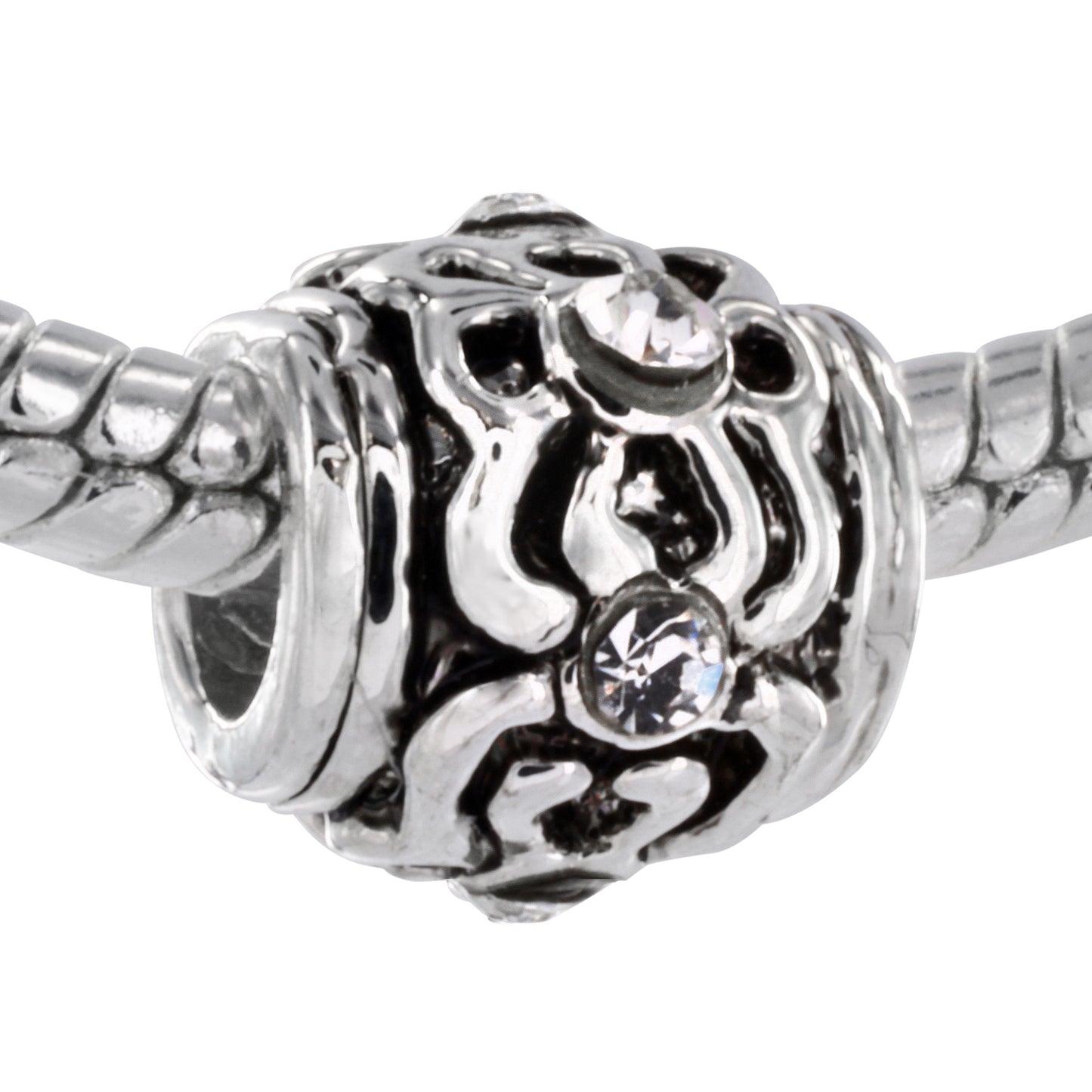 Silver Plated Gleaming Stone Bead