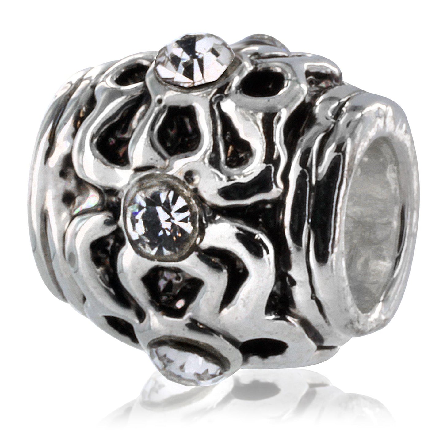 Silver Plated Gleaming Stone Bead
