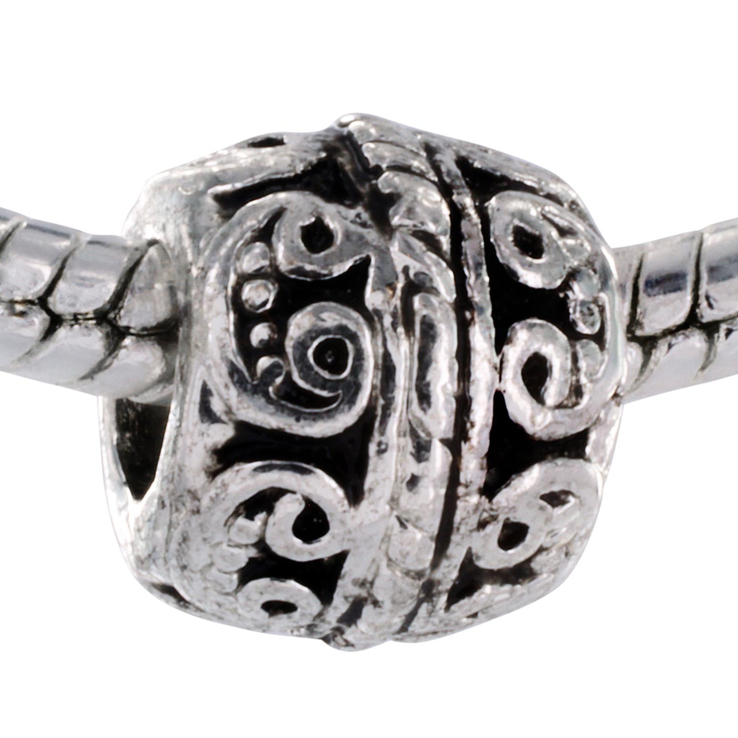 Silver Plated Whimsical Swirl Design Bead