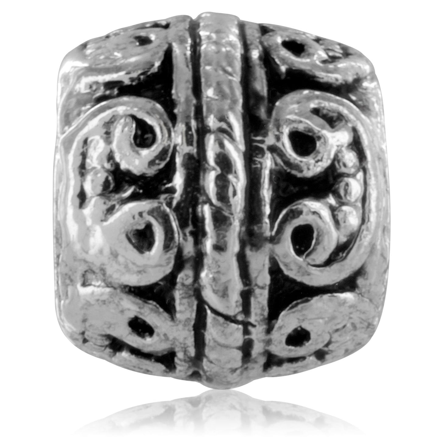 Silver Plated Whimsical Swirl Design Bead