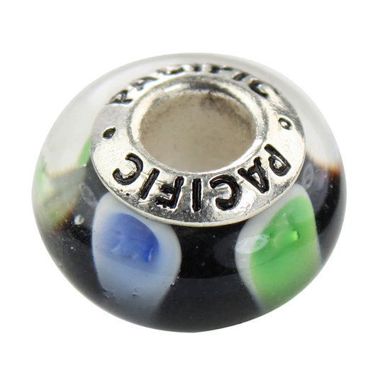 925 Sterling Silver Murano Glass Bead - Turquoise and Caicos