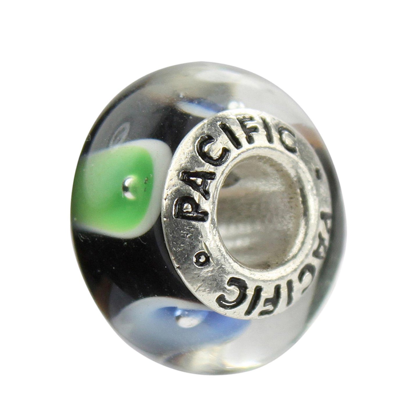 925 Sterling Silver Murano Glass Bead - Turquoise and Caicos