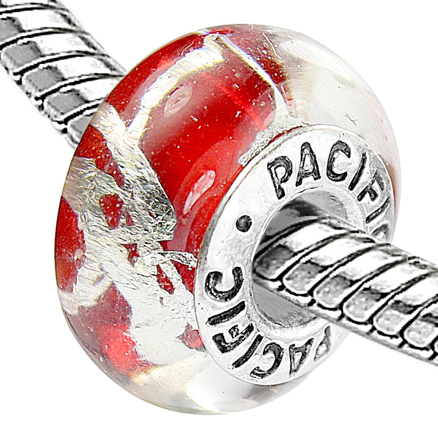 925 Sterling Silver Murano Glass Bead - Really Red
