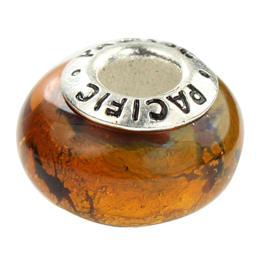925 Sterling Silver Murano Glass Bead - Golden Nugget