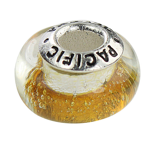 925 Sterling Silver Murano Glass Bead - Gold Digger