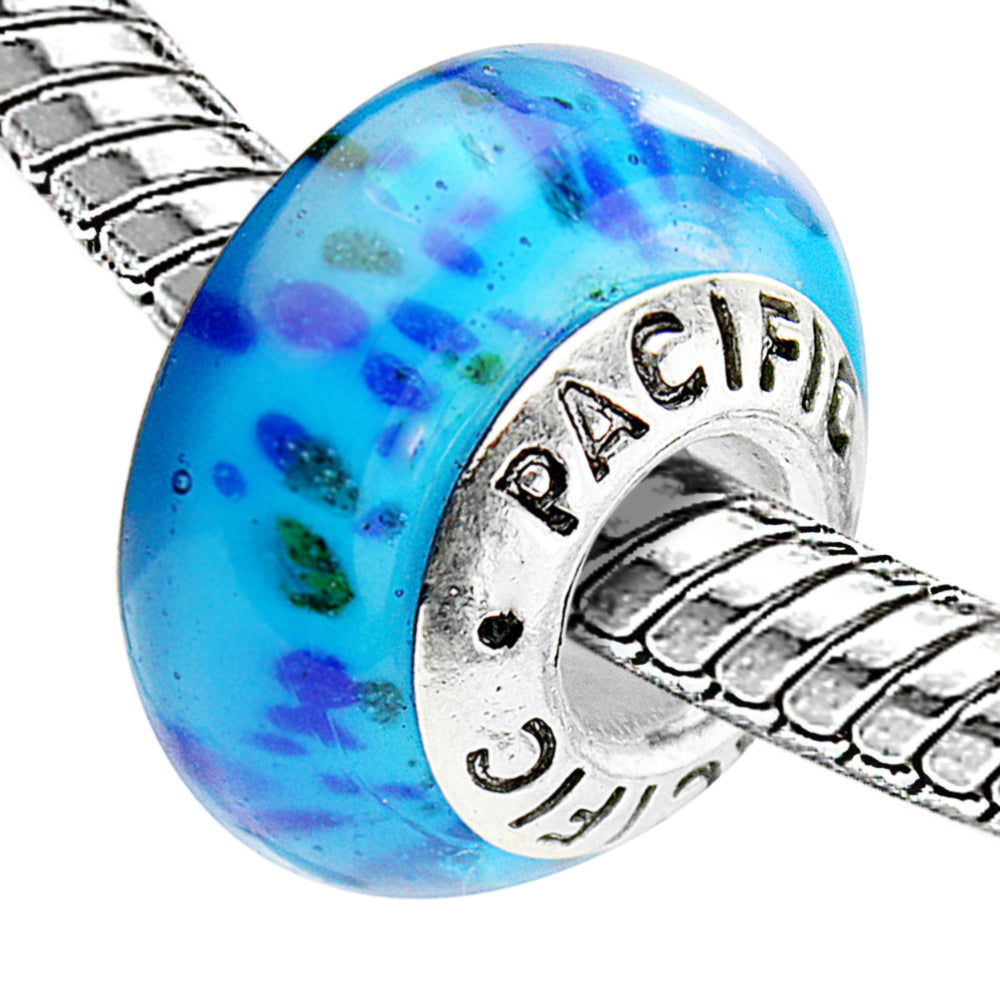 925 Sterling Silver Murano Glass Bead - Aquarium