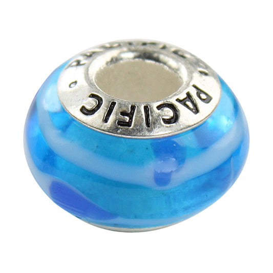 925 Sterling Silver Murano Glass Bead - Ocean Blue