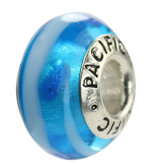 925 Sterling Silver Murano Glass Bead - Ocean Blue