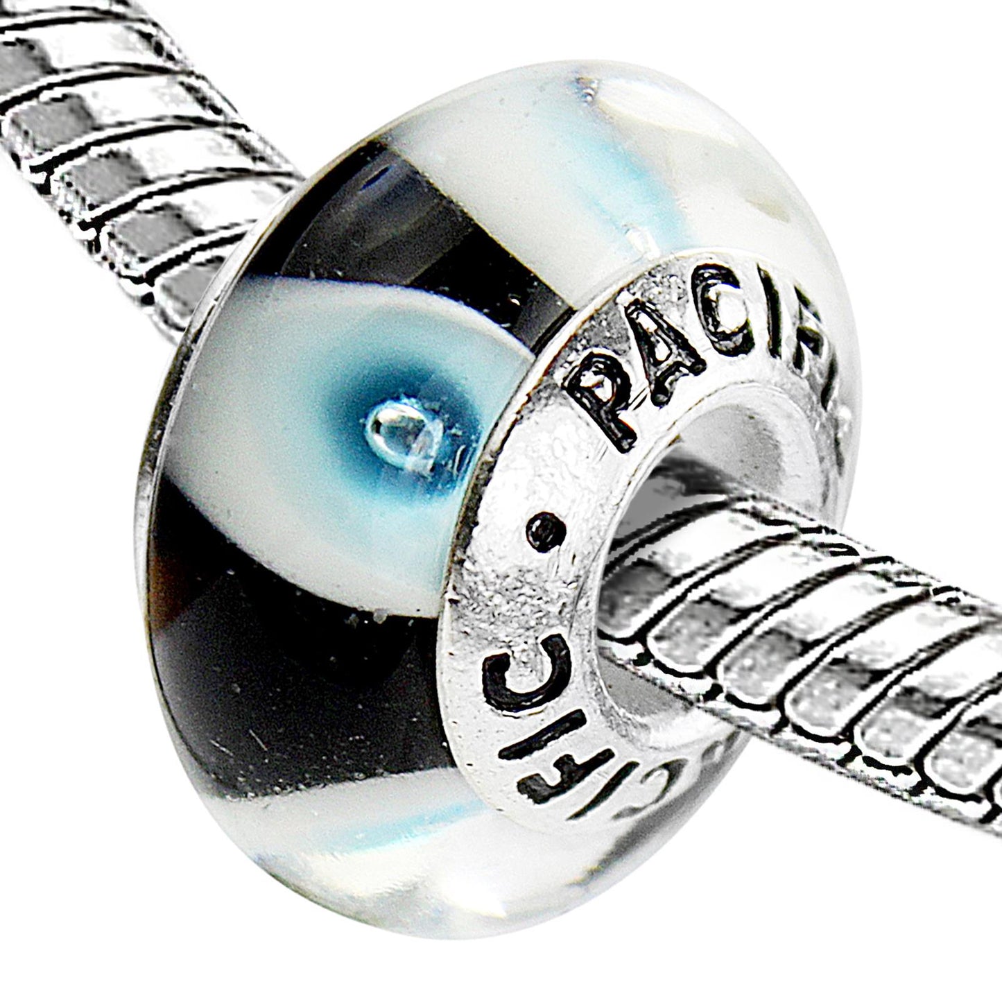 925 Sterling Silver Murano Glass Bead - I Like You Blue