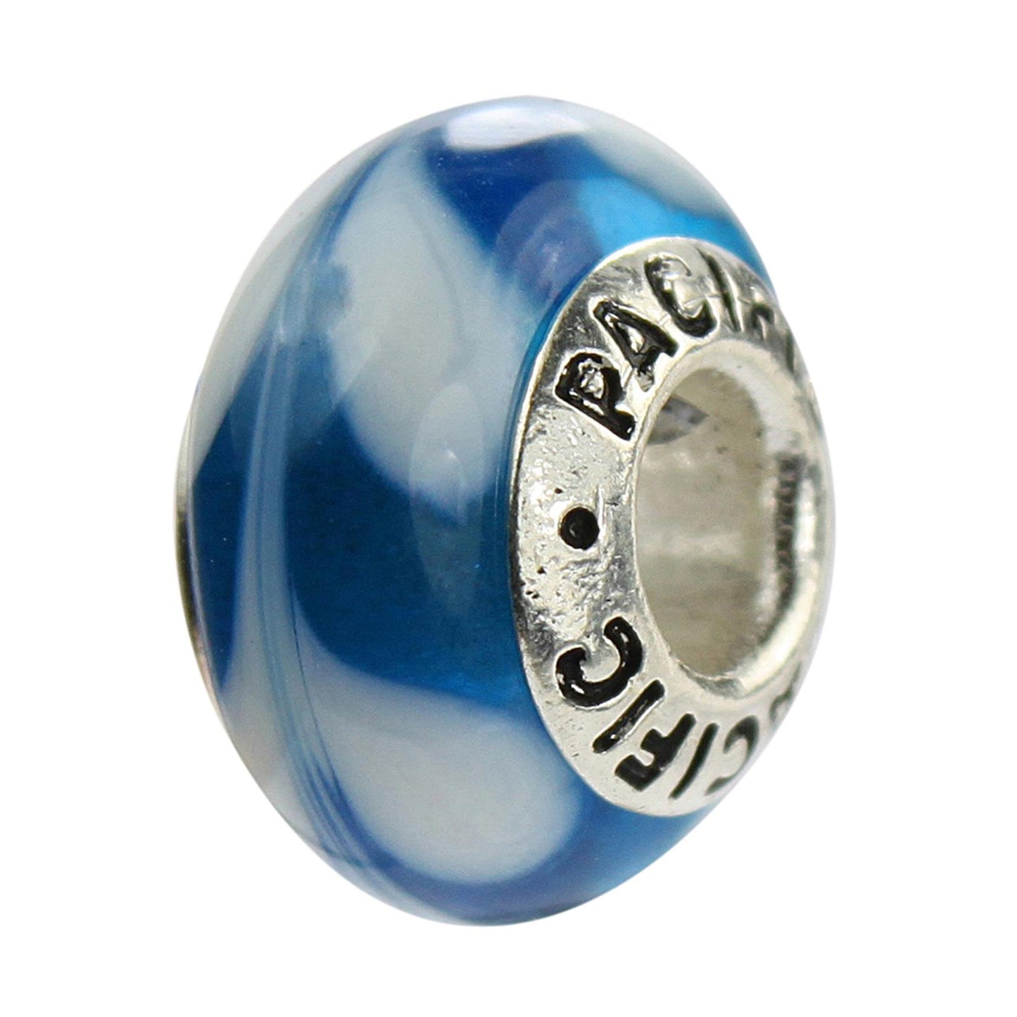 925 Sterling Silver Murano Glass Bead - Sugar Cane