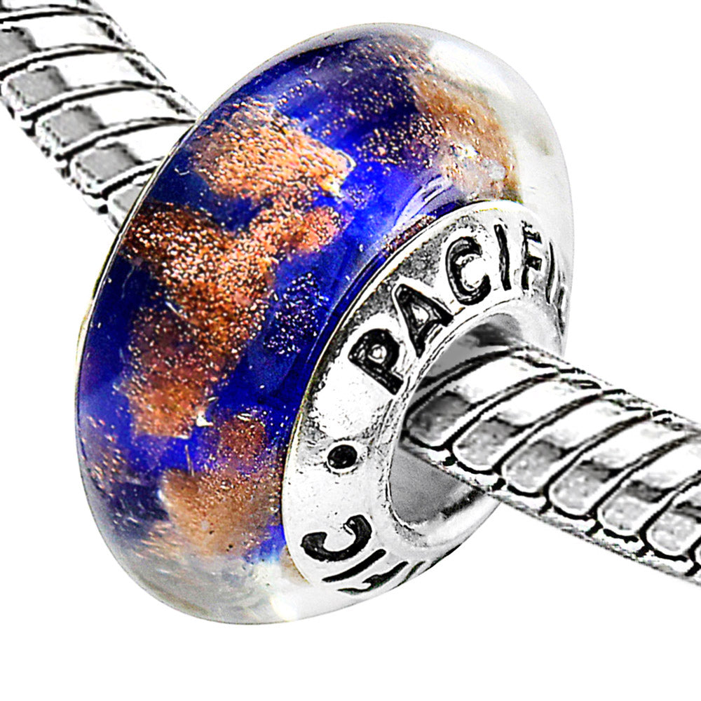 925 Sterling Silver Murano Glass Bead - Sandy Beach