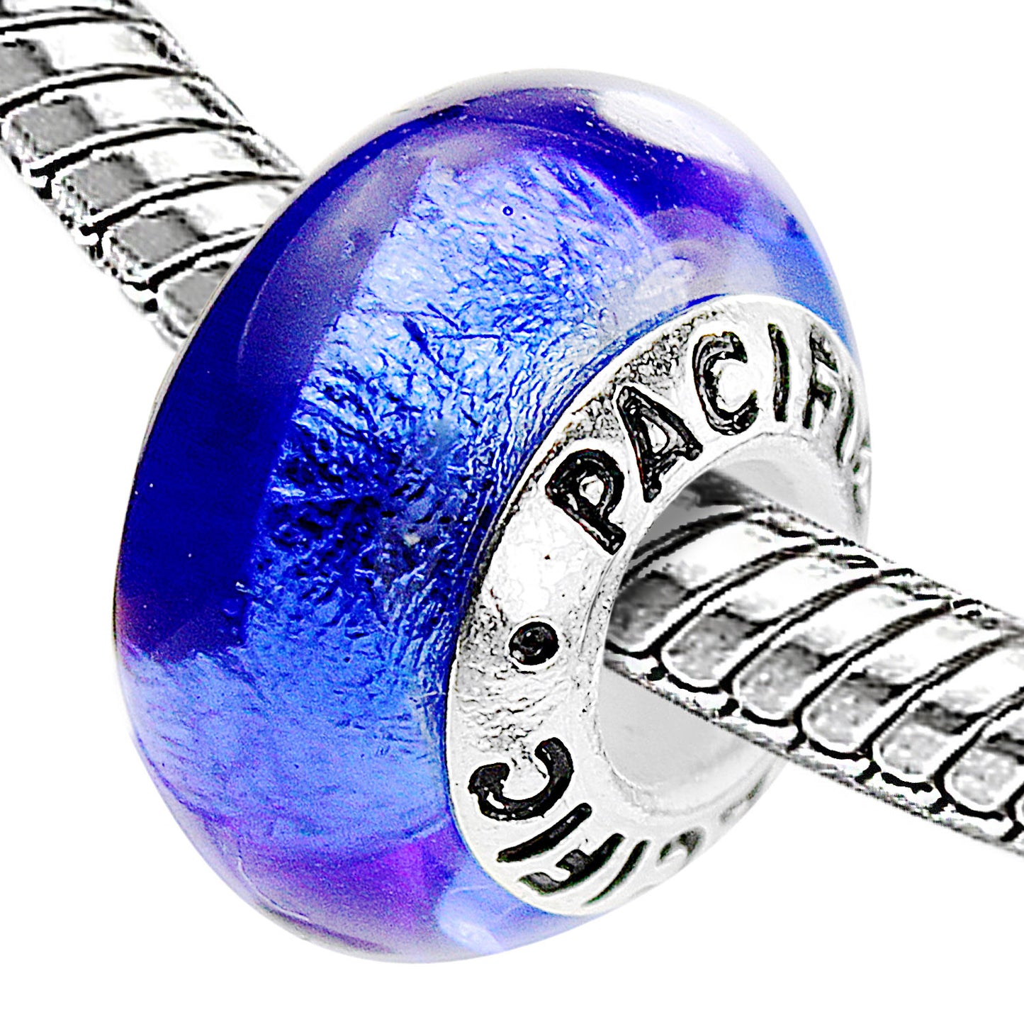 925 Sterling Silver Murano Glass Bead - Aruba Blue