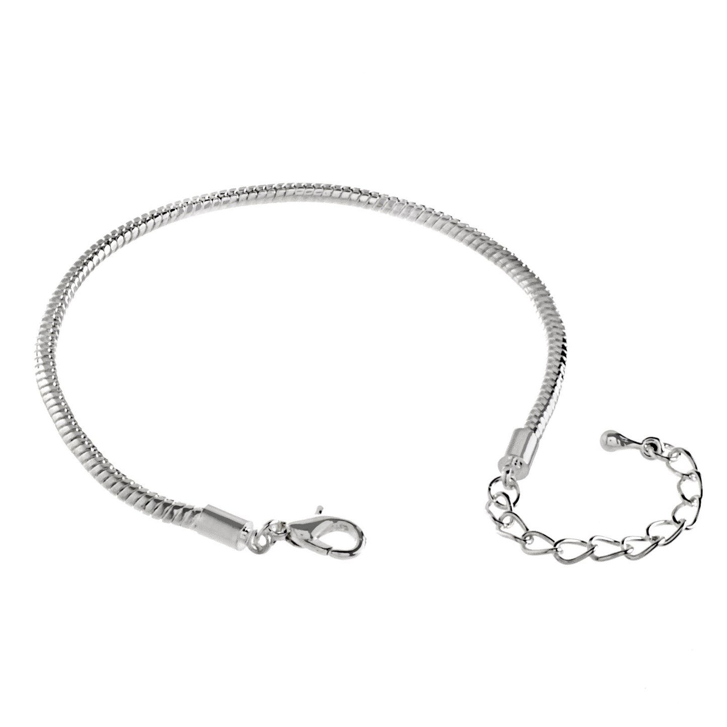 ELYA Women's Silver Plated Snake Chain Charm Bracelet with Extension