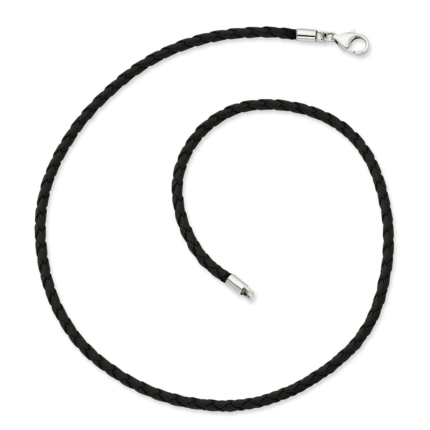 Stainless Steel Lobster Clasp Woven Braided Leather Necklace (4mm)