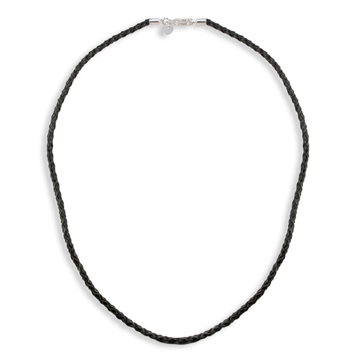 Stainless Steel Lobster Clasp Woven Braided Leather Necklace (4mm)