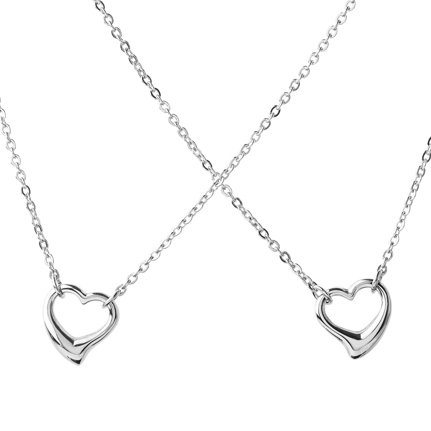 ELYA Polished Double Strand Open Hearts Stainless Steel Necklace (14.6 mm) - 17.5"