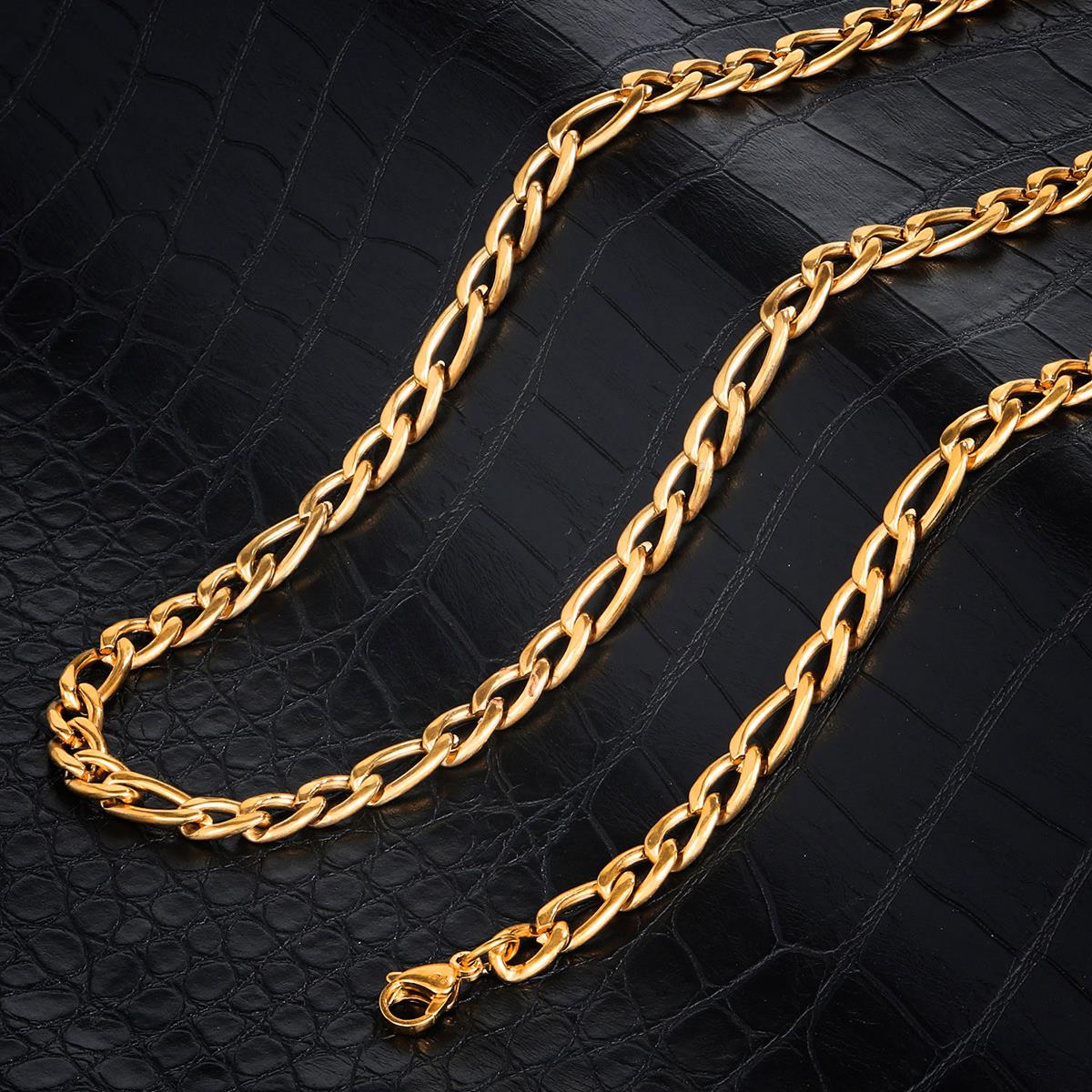 Crucible 8mm Stainless Steel Figaro Chain Bracelet and Necklace Set
