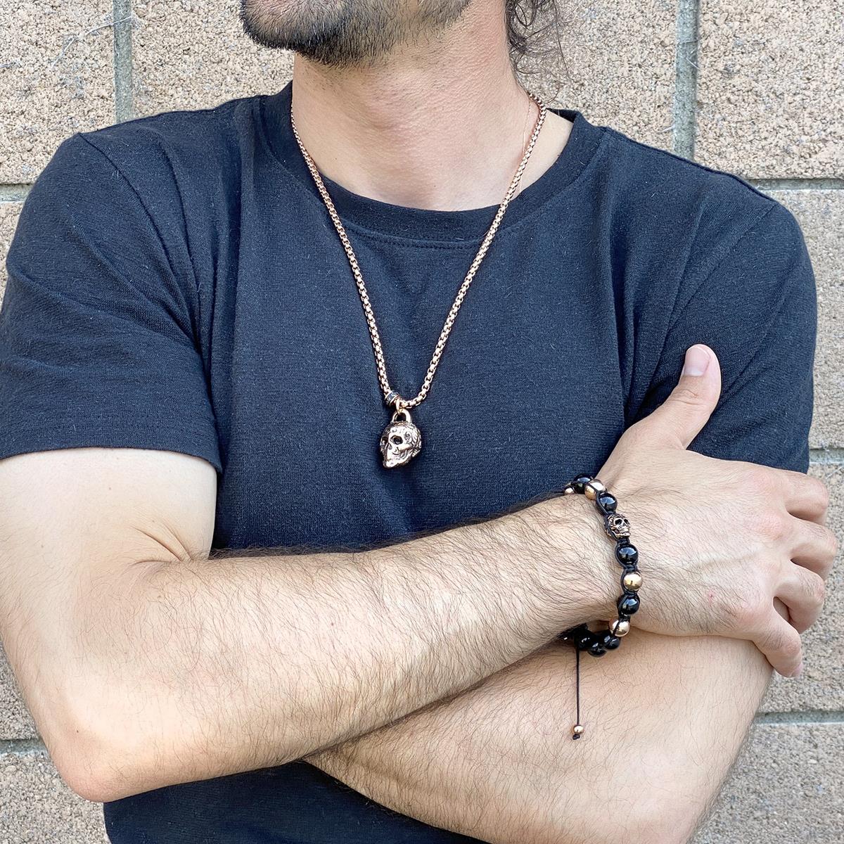 Men's Large 25mm Skull Stainless Steel Necklace - 24"