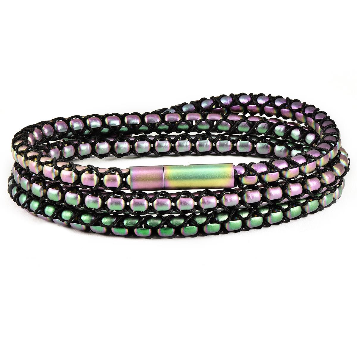 Matte Finish Stainless Steel Box Chain with Black Nylon Cord - 26"