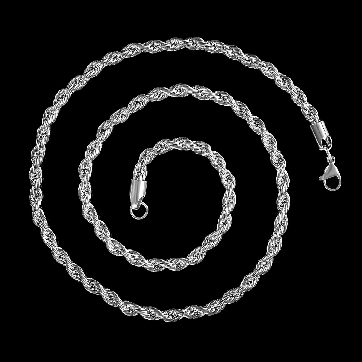 Men's 6mm Rope Chain Stainless Steel Necklace - 26"
