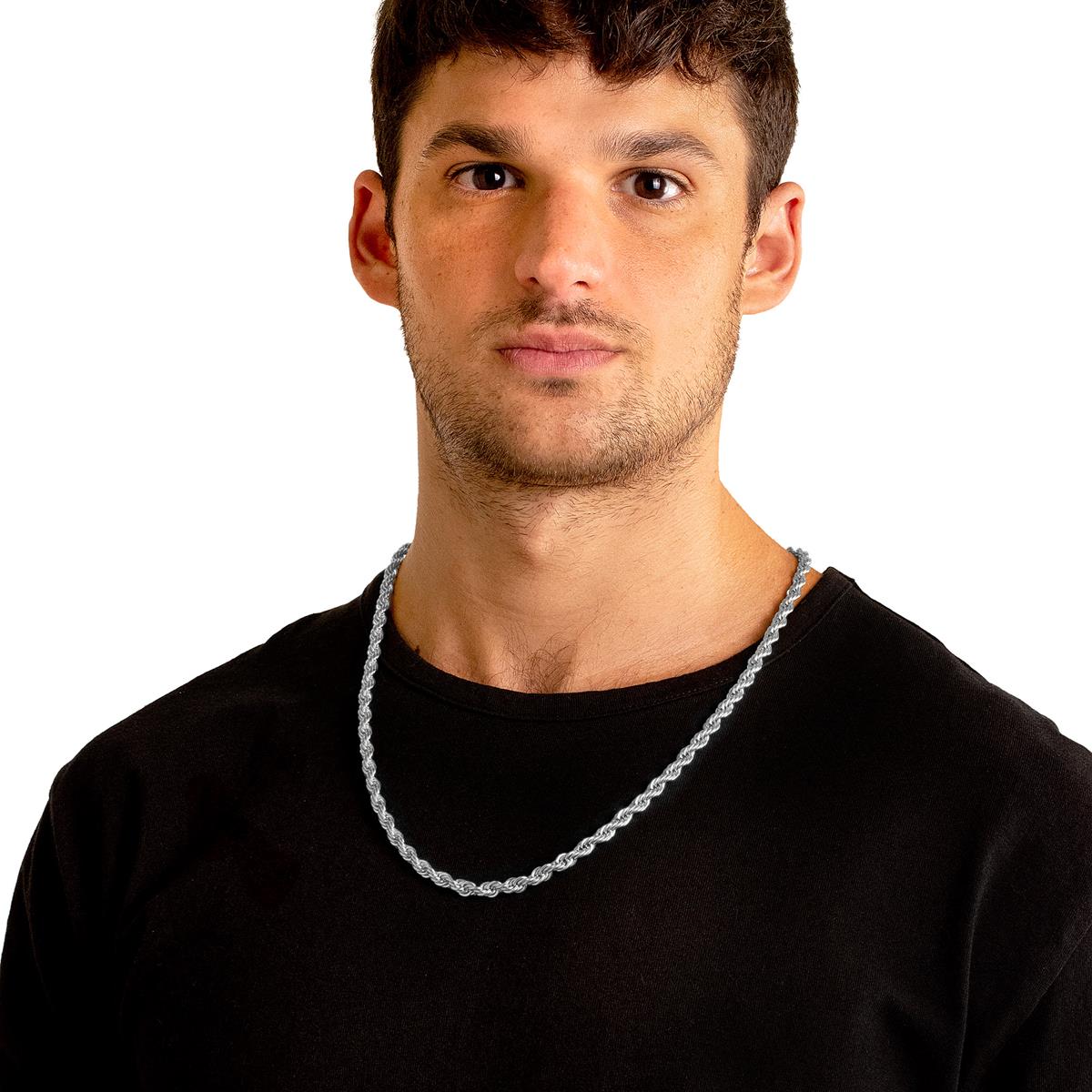 Men's 6mm Rope Chain Stainless Steel Necklace - 26"