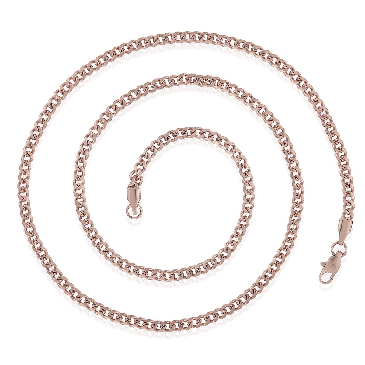 Crucible Jewelry 3.5mm Stainless Steel Rounded Curb Chain 22 Inches